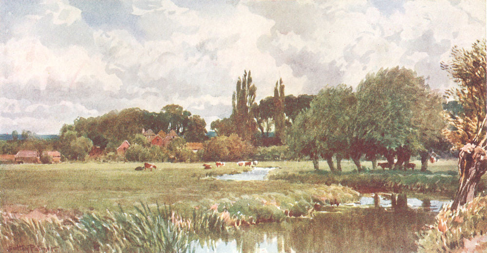 SURREY. Wey valley. Meads, Farnham 1912 old antique vintage print picture